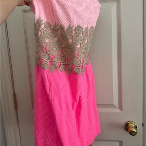 Lily P Pink and Gold Floral Dress